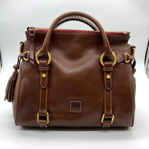 Dooney & Bourke Handbags Florentine Leather Small Satchel Chestnut Color - Picture 1 of 16